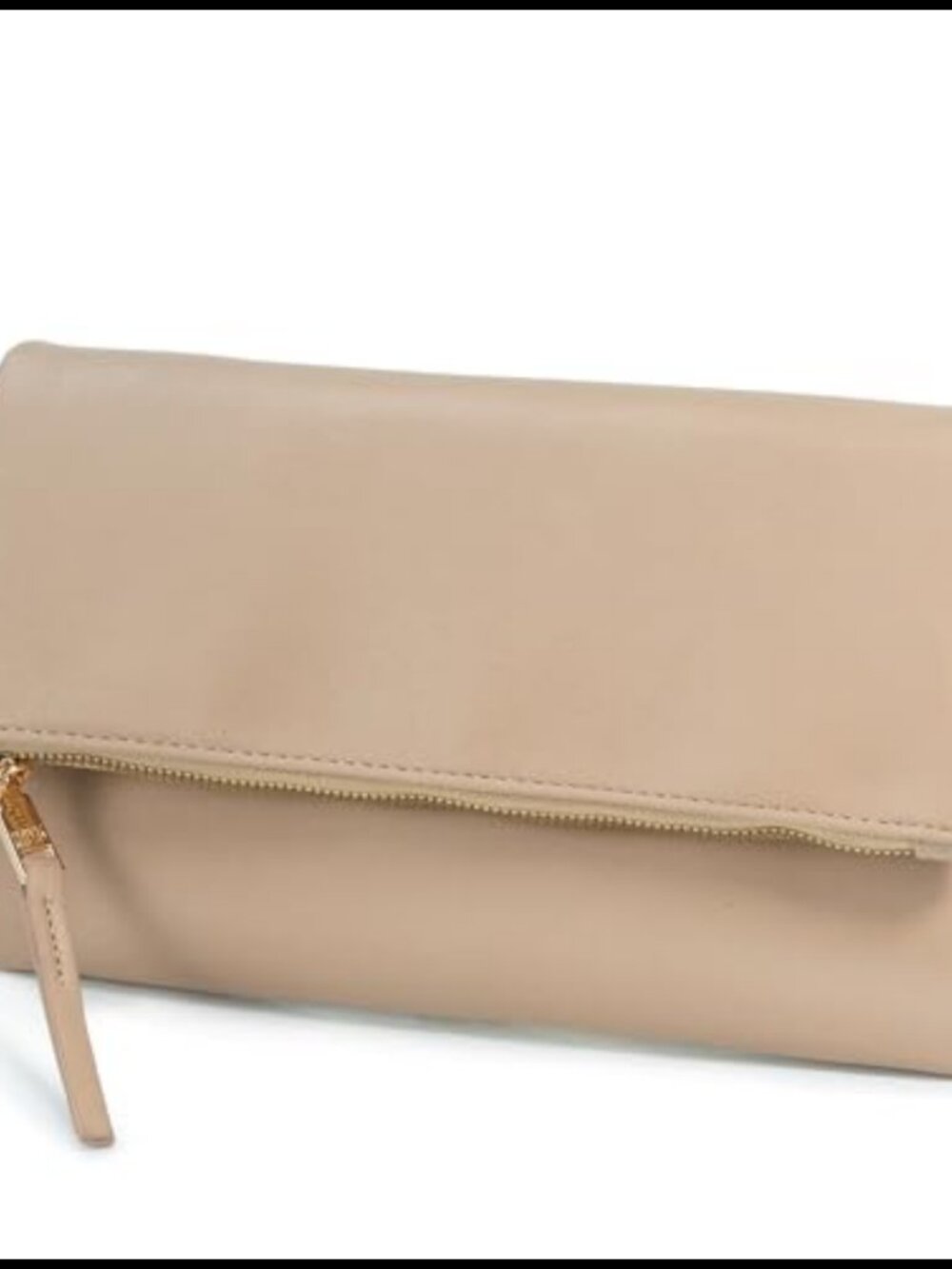 Vegan Leather Foldover Clutch Crossbody Bag with Chain Strap
